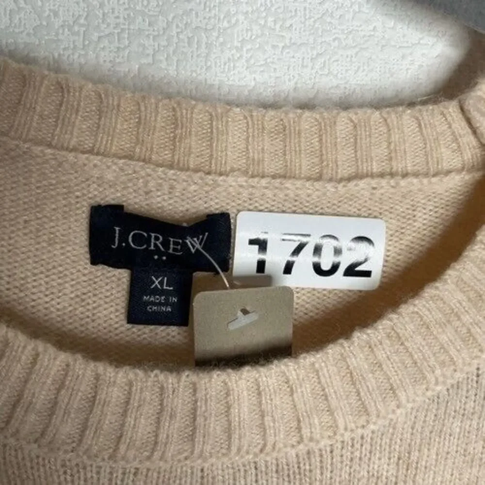 NWT J.Crew Long Sleeve Lambswool Blend Crewneck Office Sweater Men Size XL Cream